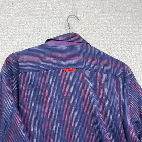 7 Downie St Couture London Blue / Red Camo Size S Long Sleeve Button Down Shirt - Picture 11 of 13